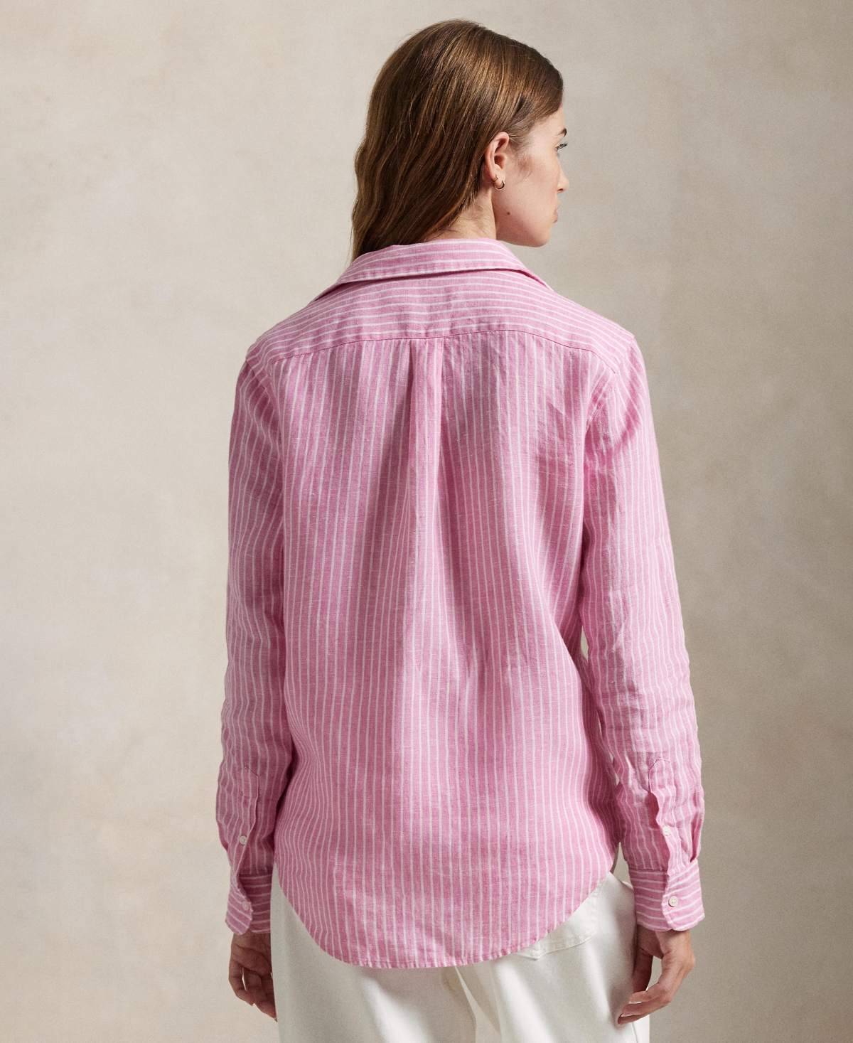Polo Ralph Lauren Women's Classic-fit Striped 100% Linen Shirt In Pink,white