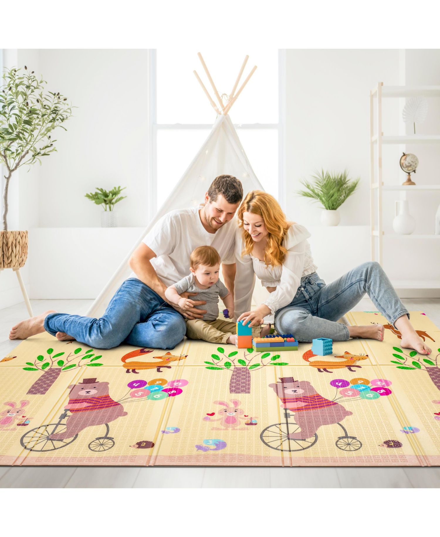 (78" x 70") Foldable Play Mats with Travel Bag - for Babies, Toddlers, and Kids Playtime & Tummy Time