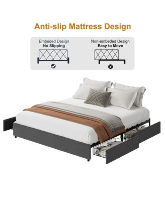Full Size Platform Bed Frame with 4 Storage Drawers,No Fixed Headboard