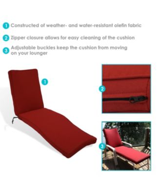 Outdoor Olefin Replacement Patio Chaise Lounge Chair Seat Cushion - 72" x 21" - Red