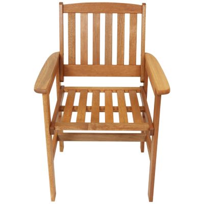 Outdoor Meranti Wood with Teak Oil Finish Patio Table and Chairs Conversation Set - Brown - 3pc