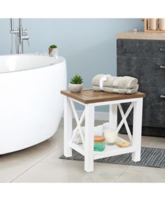 Farmhouse Multi-Purpose Rustic Side Table with Shelf