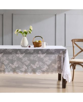 Wrinkle-Resistant Lace Tablecloth with Butterfly Floral Pattern