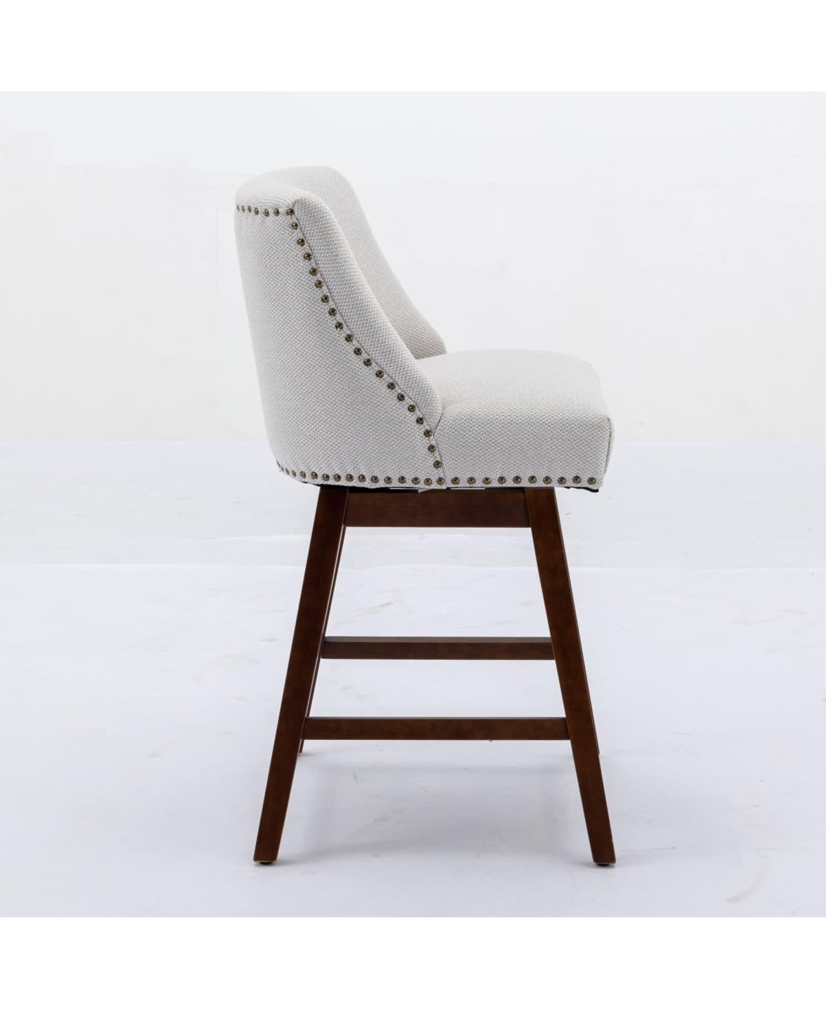 Set of 2 Counter Height Swivel Stools, 26.6 Inch Upholstered Chairs with 360° Rotation for Kitchen Island -The Pop Home