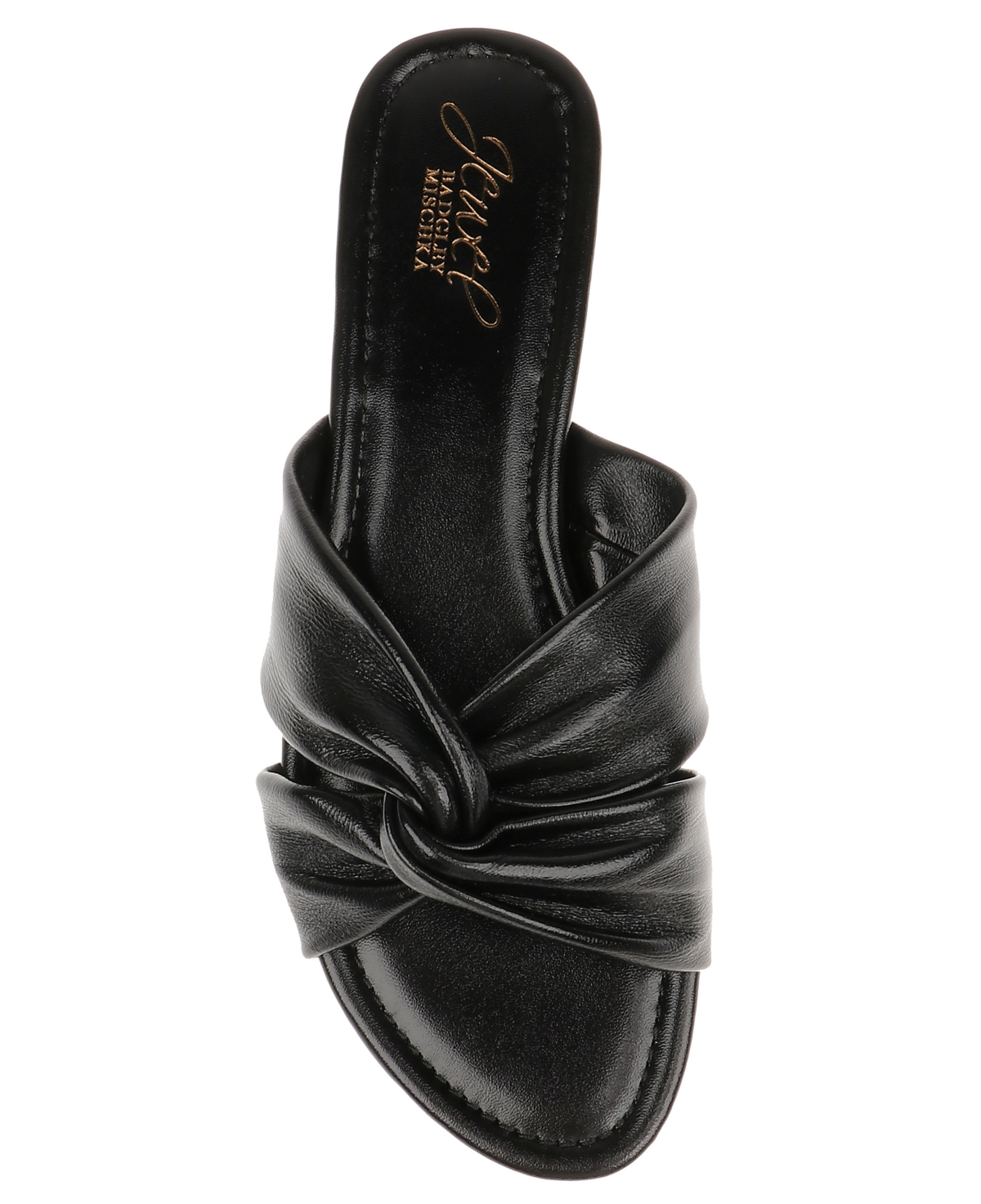 Jewel Badgley Mischka Women's Nicolet Flat Slide Sandals In Black Leather