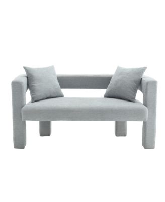 Modern Chenille Loveseat Bench, Upholstered 2-Seater Sofa with Pillows, Small Accent Couch for Bedroom or Living Room-The Pop Home