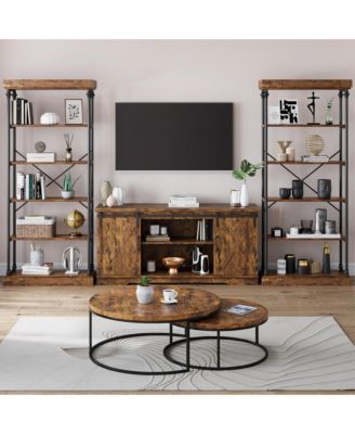 Bookshelf Industrial Bookcase Wooden Storage Open Rack Shelf with Metal Frame