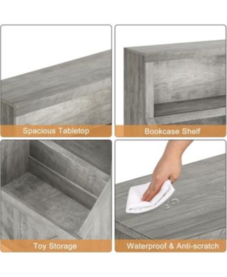 Kids Bookshelf, Wooden Toy Storage Organizer with Cubby