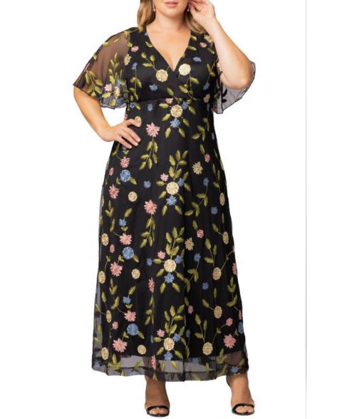 Женское платье Kiyonna Plus Size Embroidered Elegance Evening Gown, цвет: С принтом