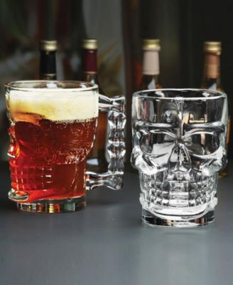 Set of 2 17.62 oz Skull Glass Mugs