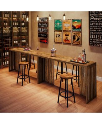 63" Industrial Bar Height Table with Louvered Base, Rectangular Counter Pub Table for Narrow Spaces