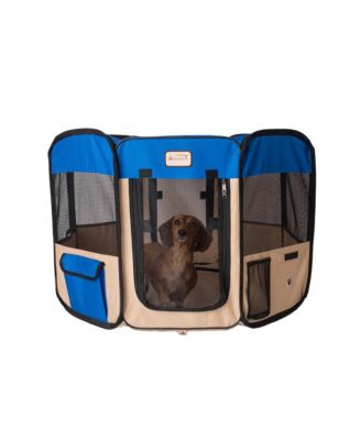 PP001B-M Portable Pet Playpen in Blue and Beige Color Combination for Traveling with Your Pet