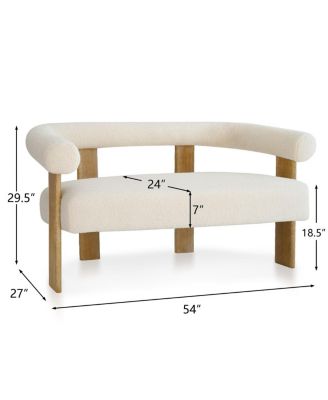 Curved Boucle Loveseat Sofa, Upholstered 2-Seater Modern Accent Couch for Living Room