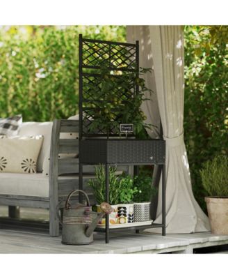 Rat Raised Planter Box with Trellis and Storage Shelf,21.7" L x 10.2" W x 52.4" H