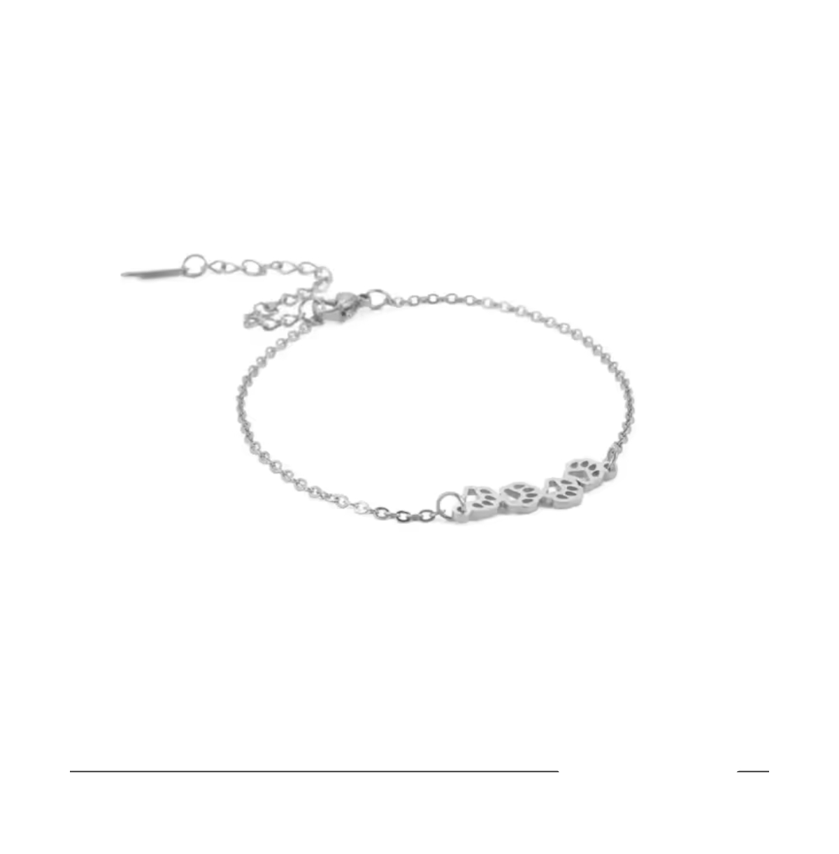 Pawsy Daisy Paw Print Link Chain Bracelet - Silver