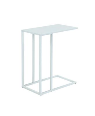 Side End Table with Rectangular Tray Top and Modern White Metal Frame for Stylish Home Decor