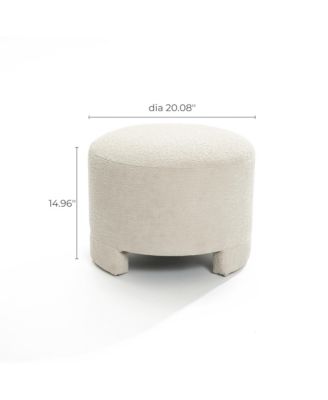 Upholstered Cream Modern Round Ottoman