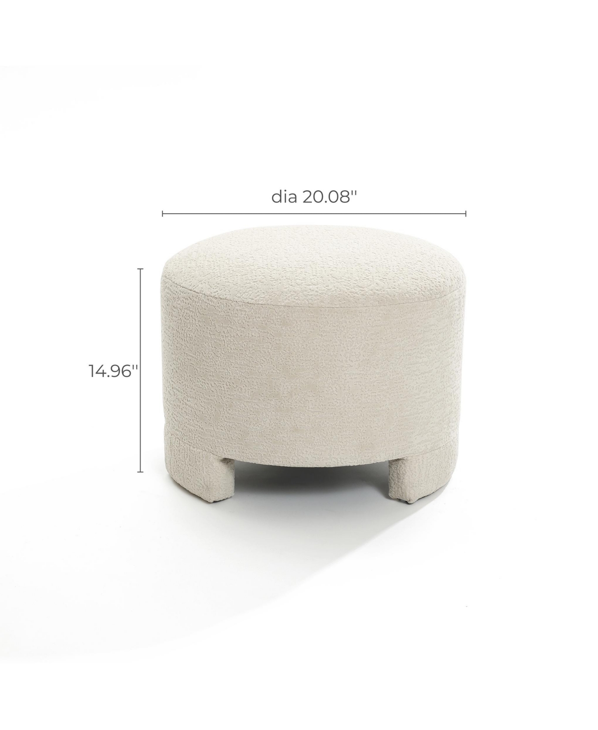 Luxenhome Upholstered Cream Modern Round Ottoman In Cream,brown