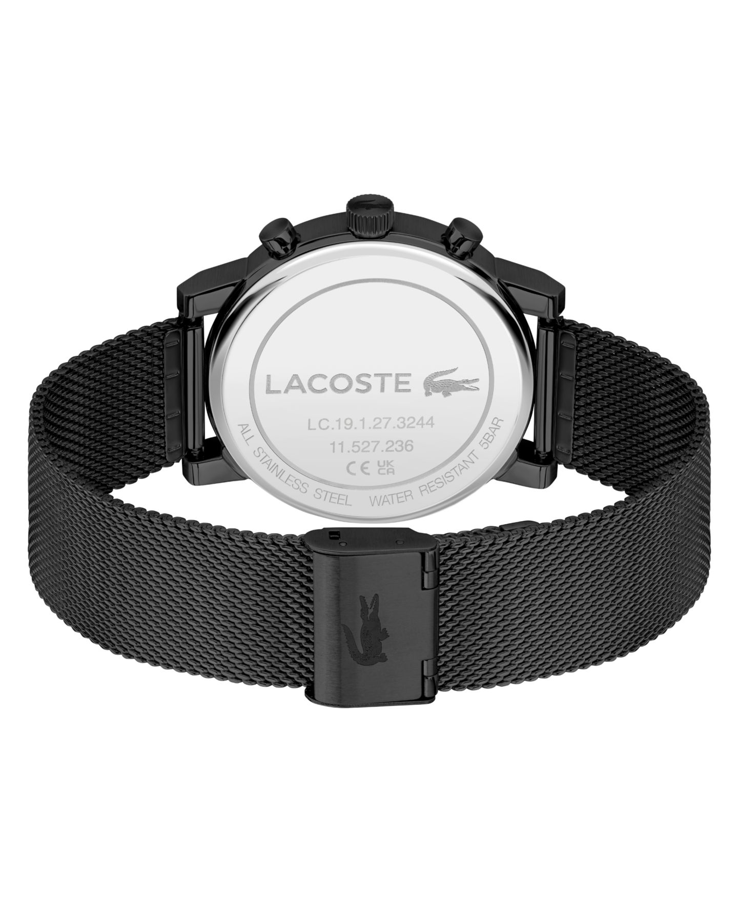 Мужские часы Lacoste Replay Ionic Plated Black Stainless Steel Mesh Bracelet Watch, 44mm — фото 3