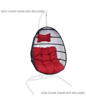 Outdoor Resin Wicker Julia Hanging Basket Egg Chair Swing with Cushions and Headrest - 2pc
