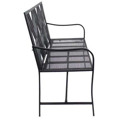Outdoor 2-Person Iron Geometric Lattice Patio Bench - Black