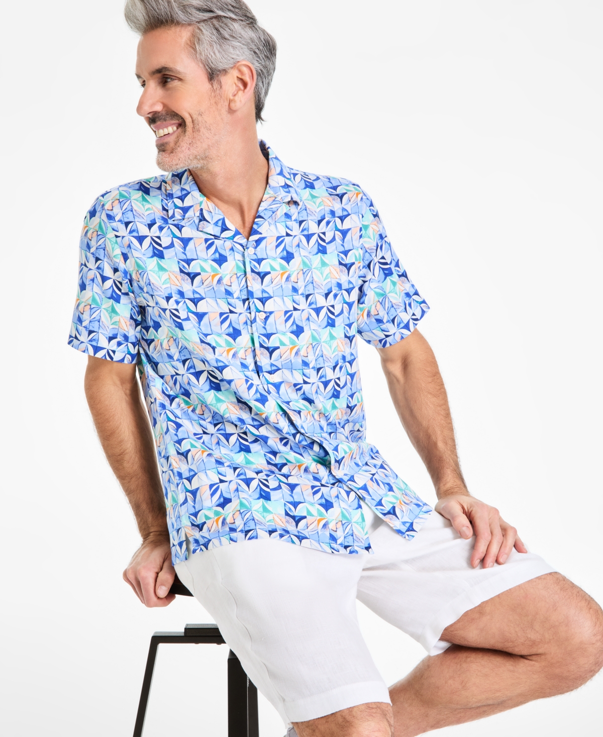 Men's Textured Shirt, Exclusively at Macy's - Pale Ink B