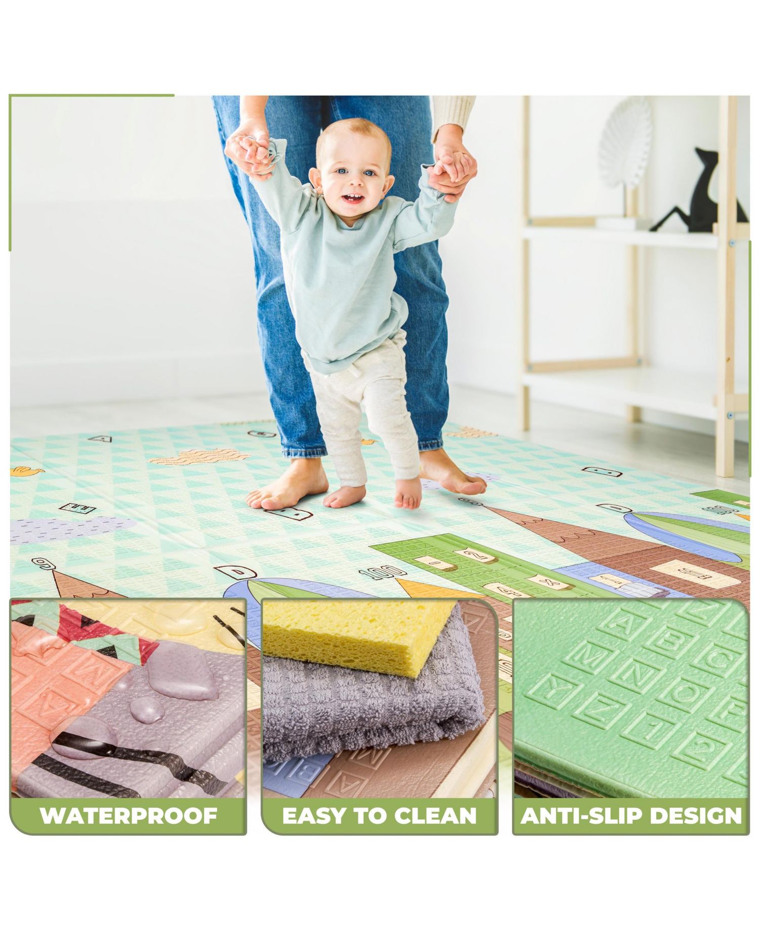 (78" x 70") Foldable Play Mats with Travel Bag - for Babies, Toddlers, and Kids Playtime & Tummy Time