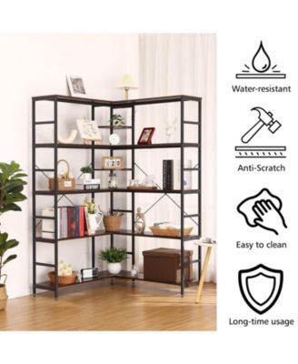 5-Tiers Corner Bookshelf with Metal Frame