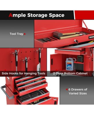 2 in 1 Rolling Cabinet Storage Organizer Chest Box Garage 6 Drawer Toolbox