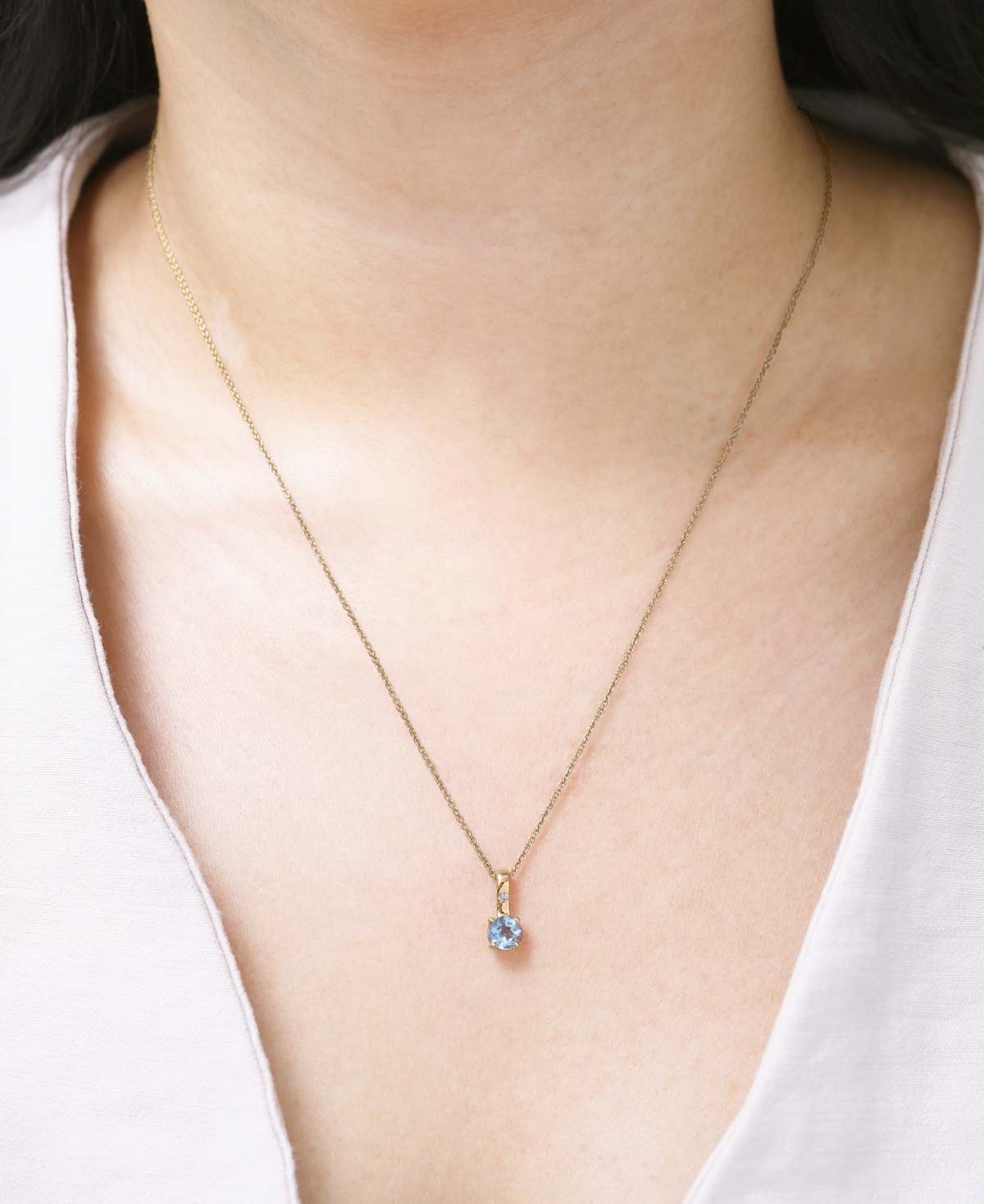 Macy's 2-pc. Set Sky Blue Topaz (1-1/5 Ct. T.w.) & Diamond Accent Hoop Earrings & Pendant Necklace In 14k G In Blue Topaz