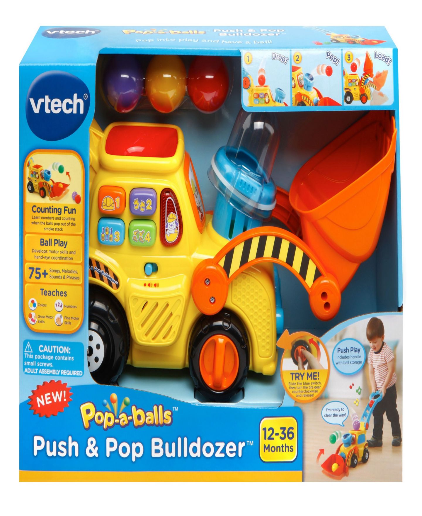 Детская игрушка VTech Pop-a-Balls Push Pop Bulldozer — фото 4