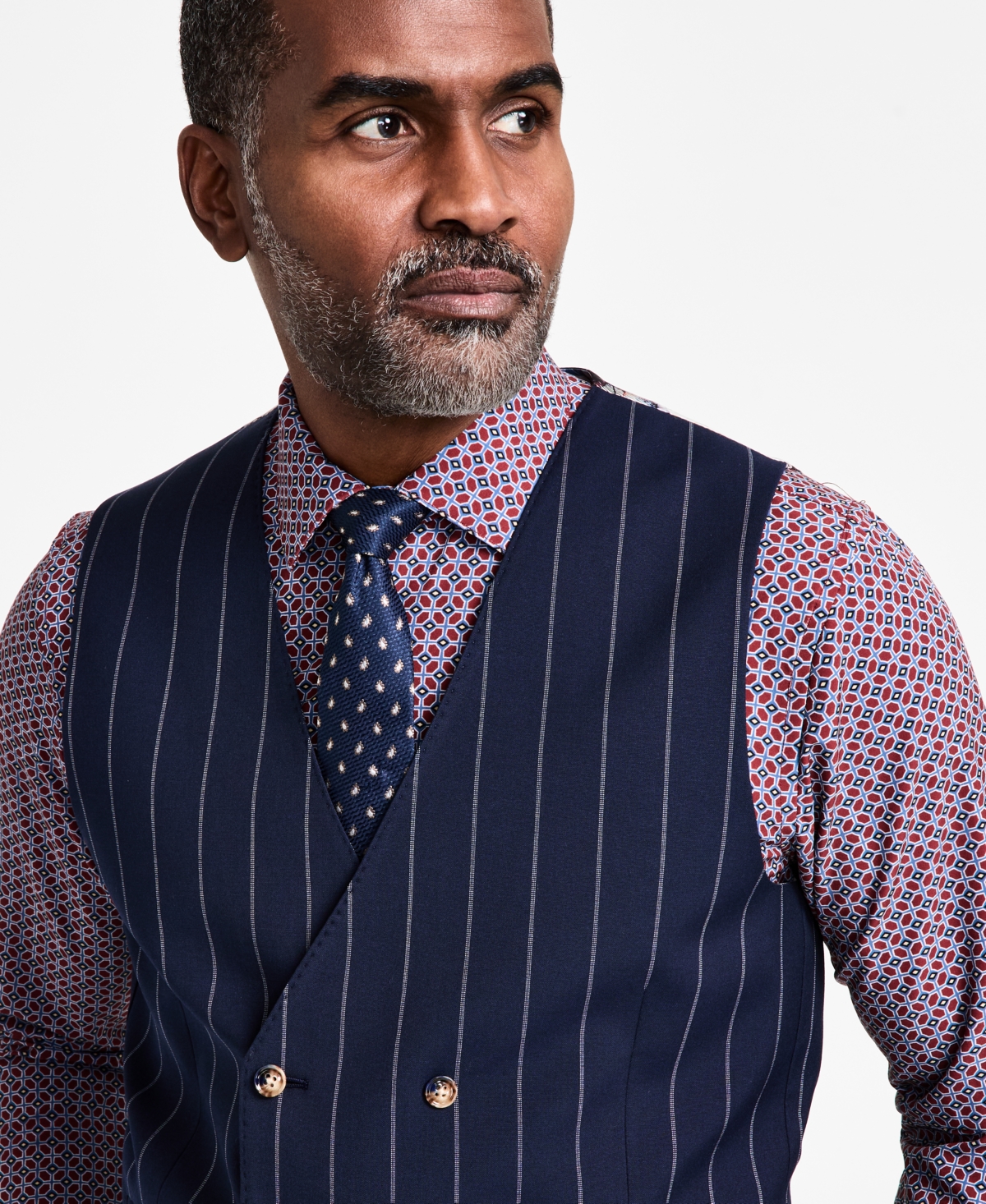 Tayion Collection Men's Regular-fit Pinstriped Suit Vest In Blue