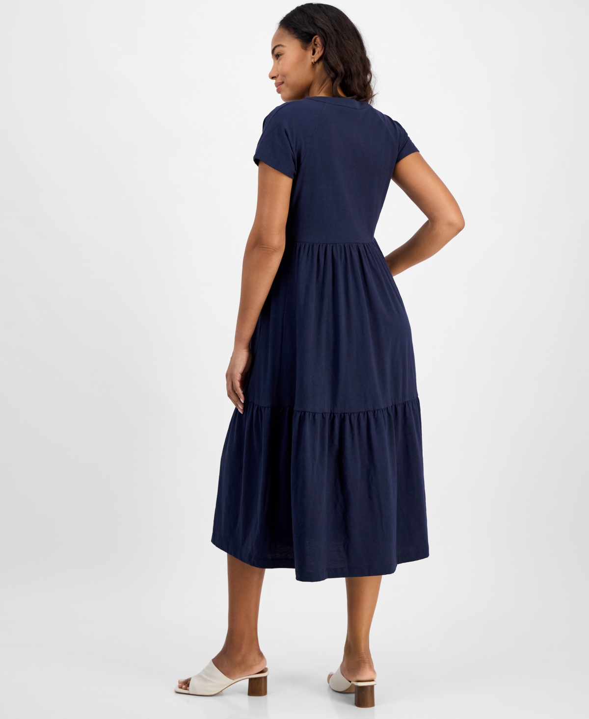 Nautica Jeans Women's Tiered Cotton Midi Dress In Night Sky