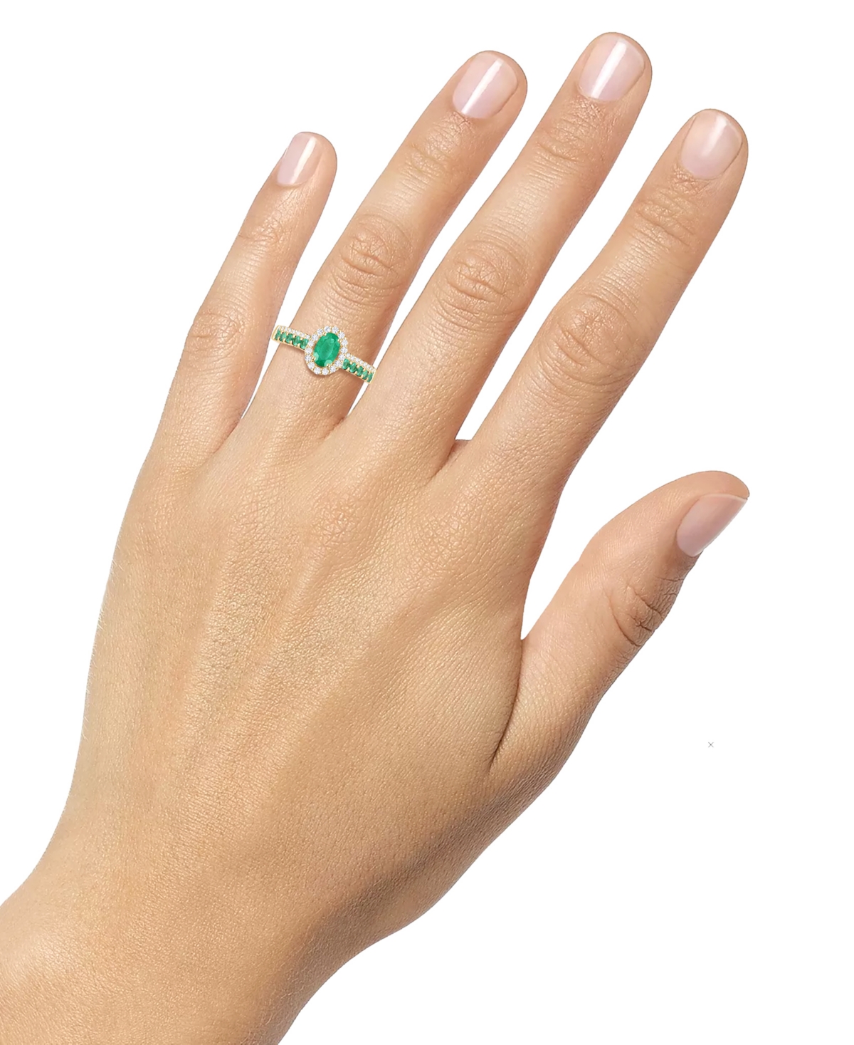 Macy's Sapphire (1 Ct. T.w.) & Diamond (1/6 Ct. T.w.) Oval Halo Ring In 14k White Gold (also Available In R In Emerald