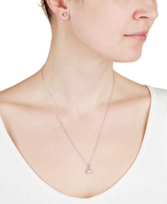 2-Pc. Set Cubic Zirconia (2-1/3 ct. t.w.) Round Stud Earrings & Pendant Necklace in Sterling Silver, 16" + 2" extender