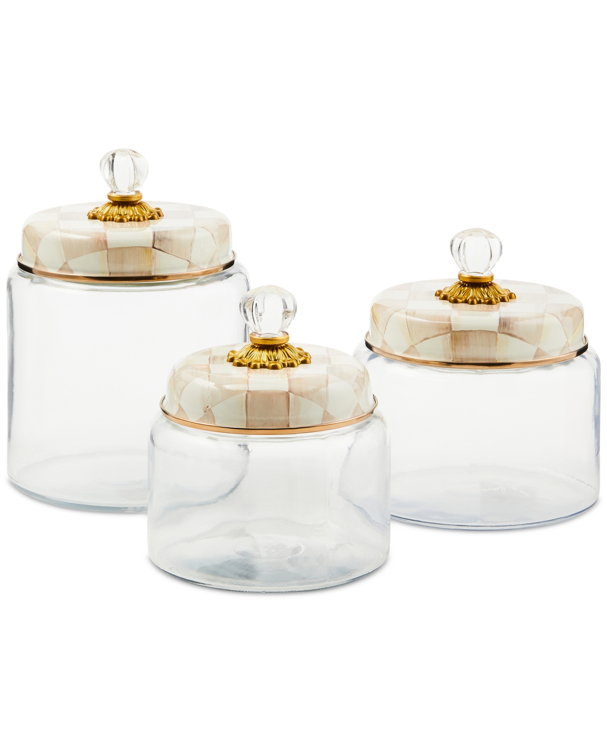 Mackenzie-childs Mocha Check Large Kitchen Canister In Brown