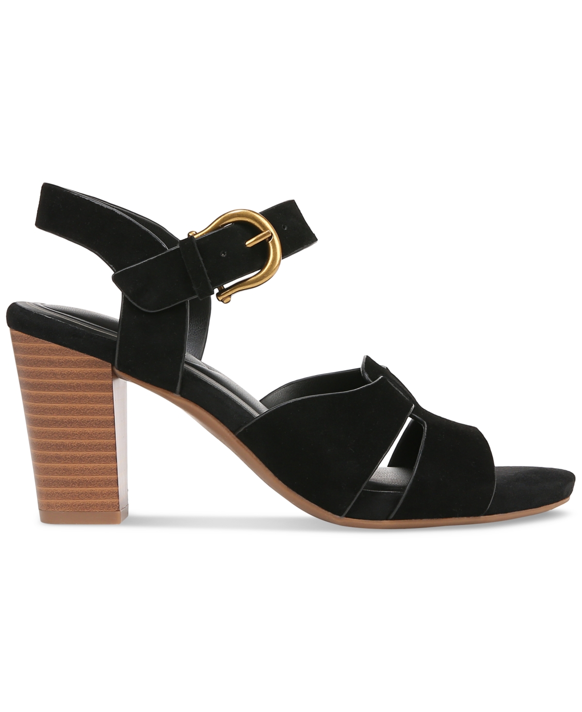 Giani Bernini Women's Angellina Memory Foam Stacked Heel Dress Sandals, Created For Macy's In Black Suede
