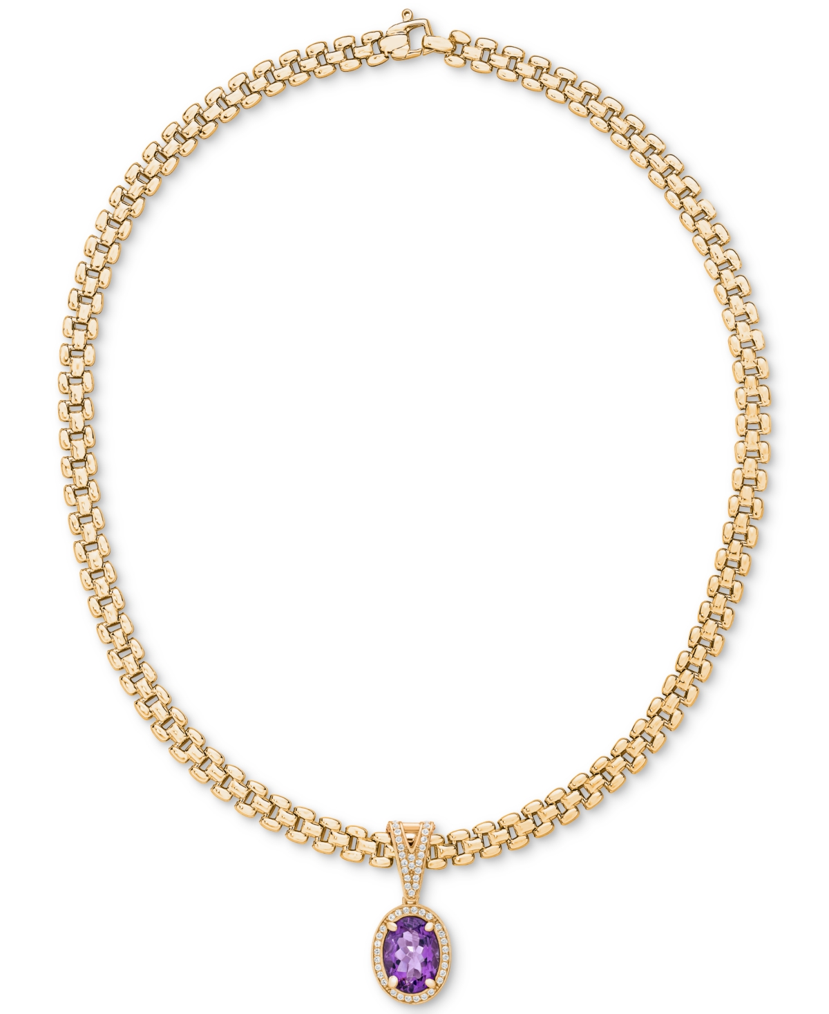 Macy's Amethyst (5-3/8 Ct. T.w.) & White Topaz (3/4 Ct. T.w.) Panther Link 18" Necklace In 14k Gold-plated In Amethyst