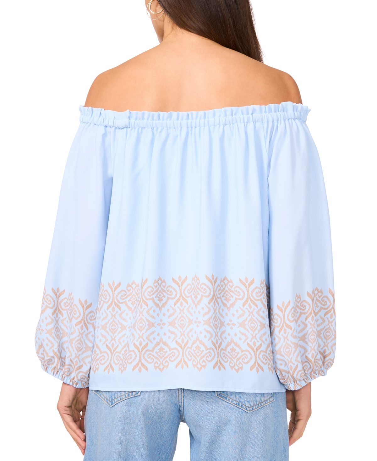 Shop Vince Camuto Women's Printed Off-the-shoulder Top In Frozen
