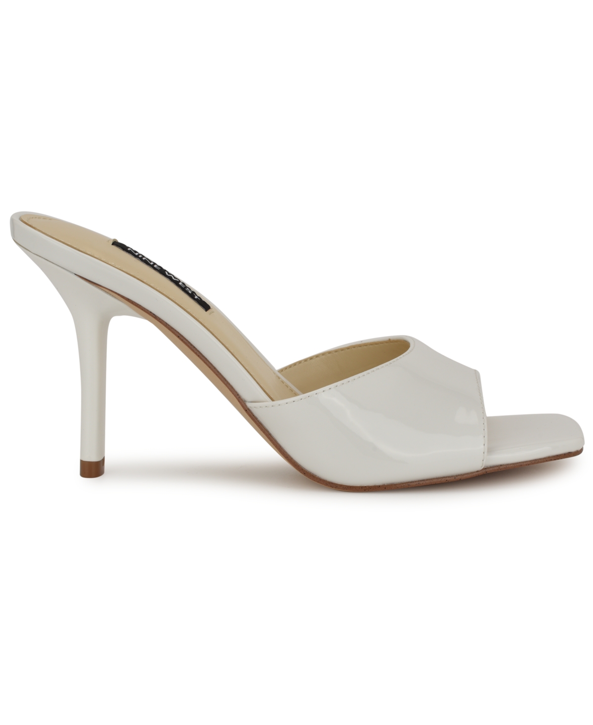 Nine West Women's Disko Square Toe Stiletto Sandals In White Patent
