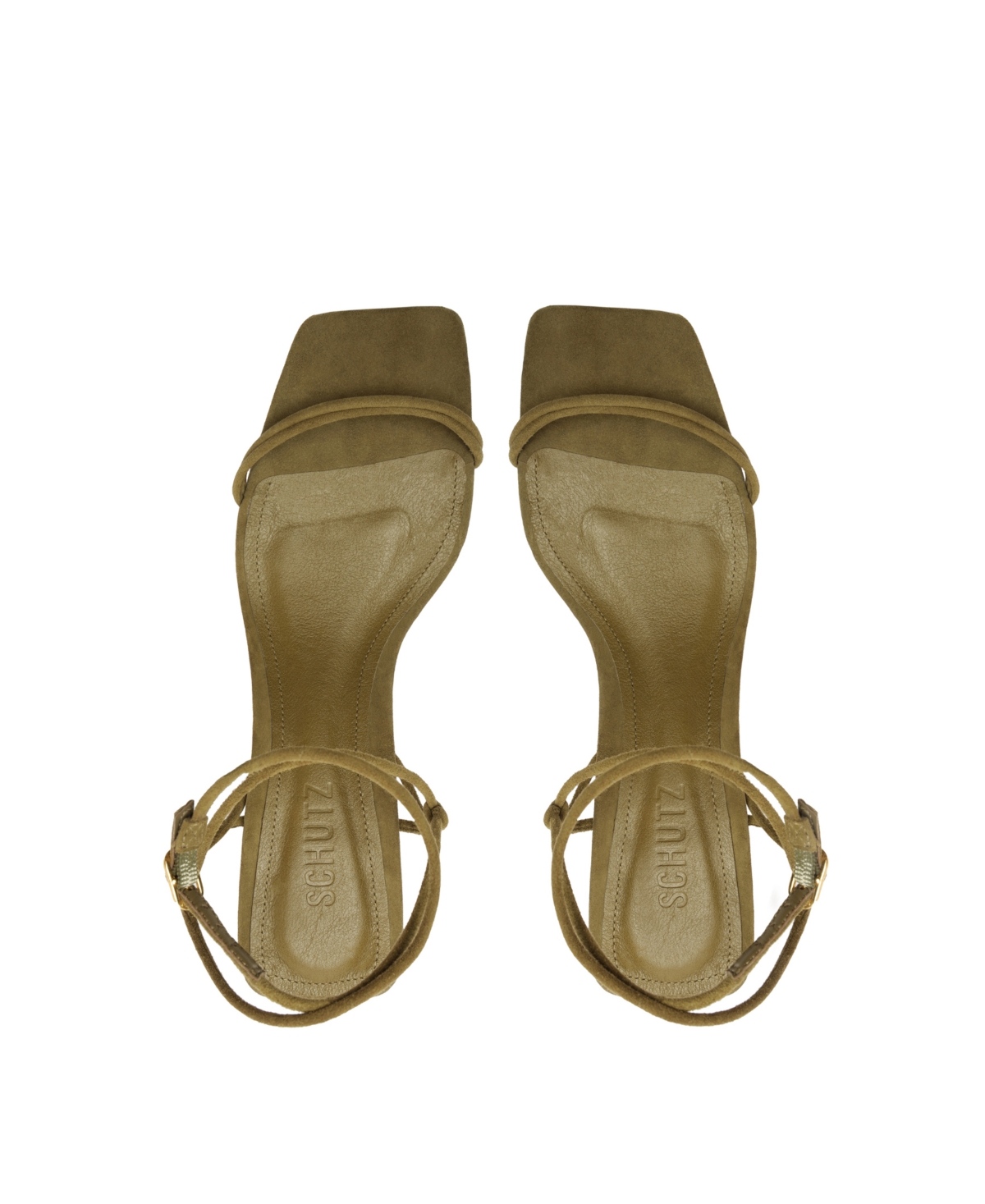 Schutz Aimee Block Womens Metallic Square Toe Strappy Sandals In Green