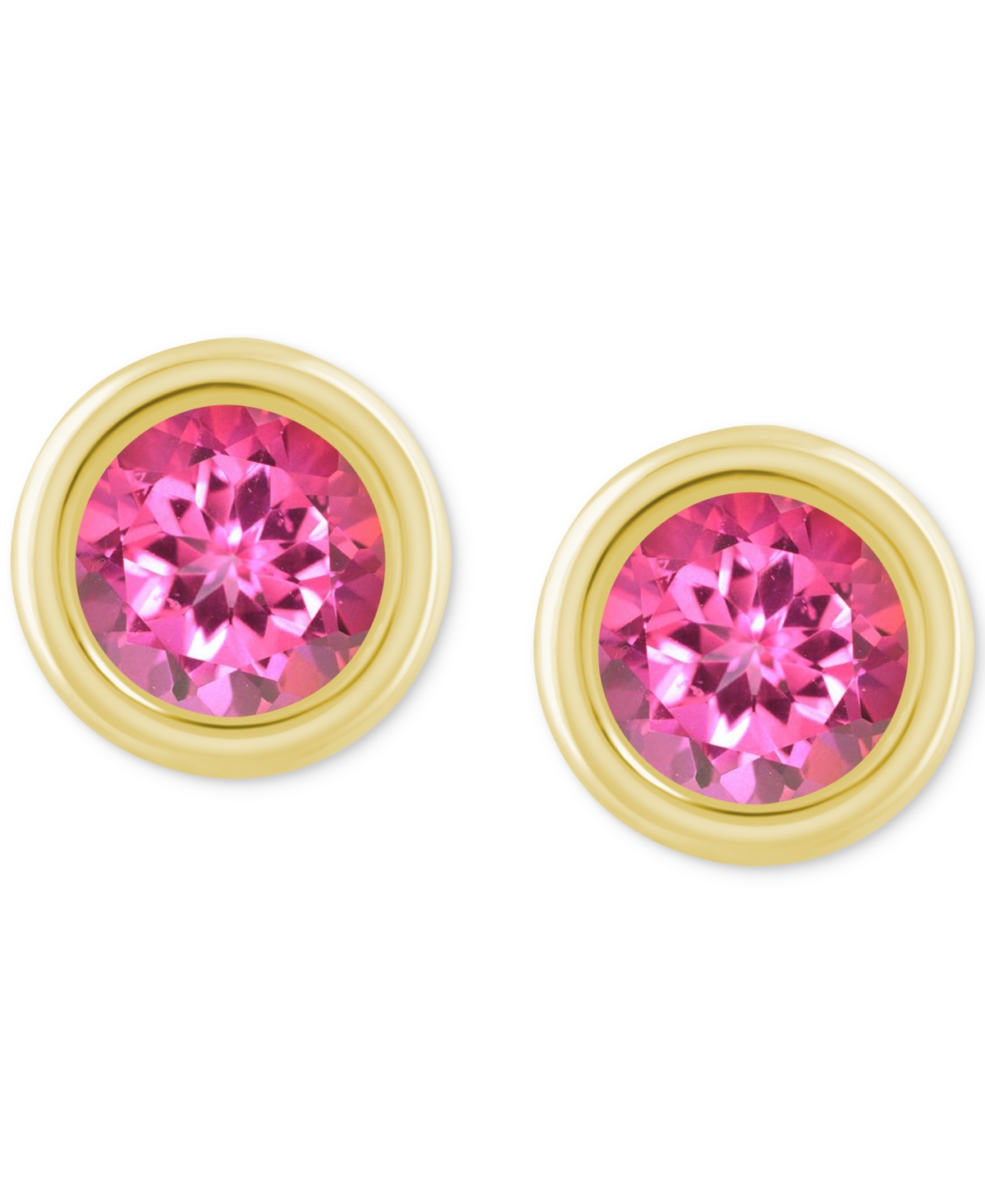 Macy's Lab-created Opal Bezel Stud Earrings (1-1/5 Ct. T.w.) Stud Earrings In 10k Gold (also In Additional In Pink Topaz,gold
