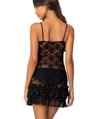 Womens Luciane Lacey Mesh Mini Dress