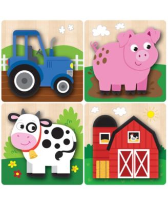 Farm Chunky Wood Puzzles - Kids 4 Pack