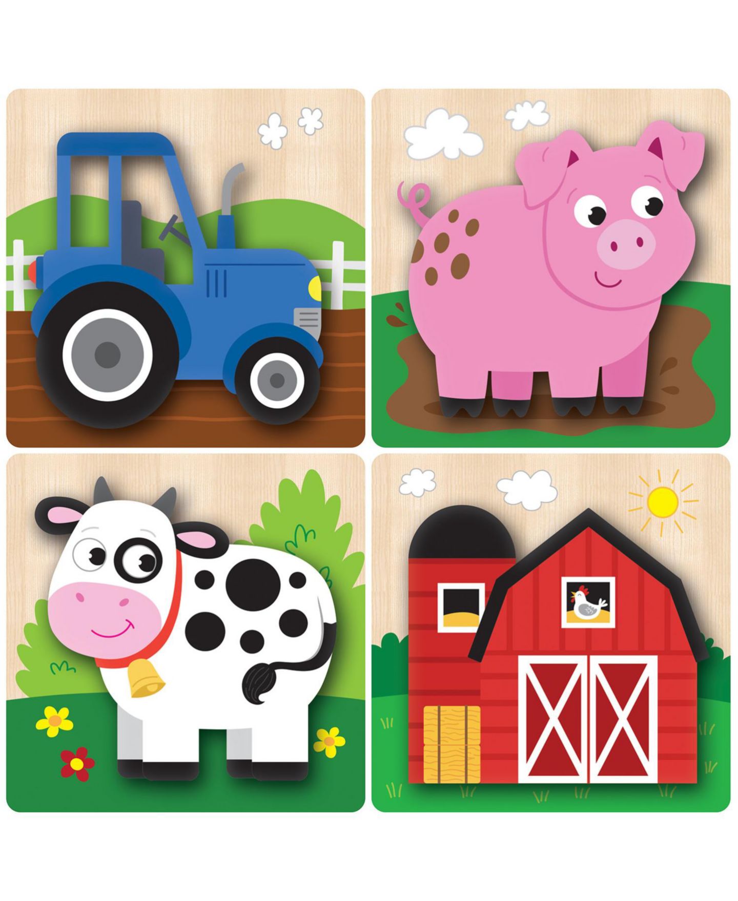 Детские игрушки MasterPieces Puzzles Farm Chunky Wooden Puzzles, 4-Pack, Ages 1+ — фото 2