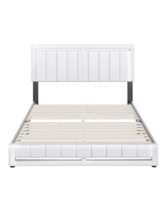 Belle Upholstered Platform Bed with Headboard, Mattress Foundation with Strong 14 Wood Slat Supports, No Box Spring Required