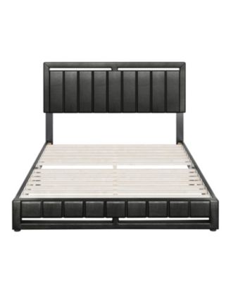 Belle Upholstered Platform Bed with Headboard, Mattress Foundation with Strong 14 Wood Slat Supports, No Box Spring Required