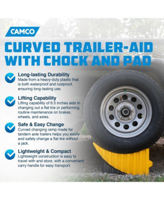 Curved Trailer Aid with Chock & Pad, 6.5" Lift for Tandem Trailer, Yellow