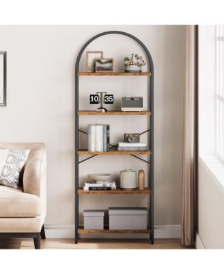Arched Bookshelf, 5-Tier Open Bookshelf, Modern Bookcase Storage Shelves with Metal Frame