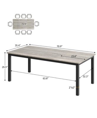 70.8-Inch MDF & Metal Round Corner & Industrial Style Dining Table